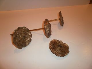 4 Vintage Curtain Holder Solid Brass Floral Style Curtain Tie Back Screws Only