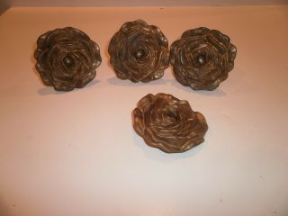 4 Vintage curtain holder solid Brass Floral Style Curtain Tie Back screws only 2