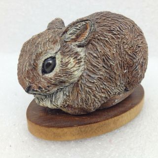 Desiree Hajny Miniature Baby Bunny Rabbit Carved Wood Figurine
