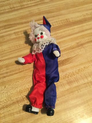 Vintage Jester Clown Doll Porcelain Face 9 Inch
