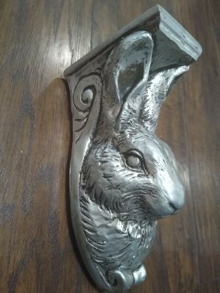 Telle M Stein Vtg Silver Stone Bunny Wall Sconce Bracket Shelf Rabbit 1995 Decor