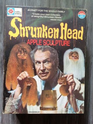 Shrunken Head Apple Toy With Vincent Price Crafts By Whiting 1975 Vintage