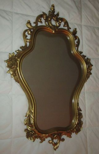 Vintage Victorian Ornate Syroco Resin Gold Framed Wall Mirror Art Nouveau