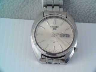 Vintage Mens Seiko 5 Automatic 21 Jewel Stainless Steel Wristwatch Running