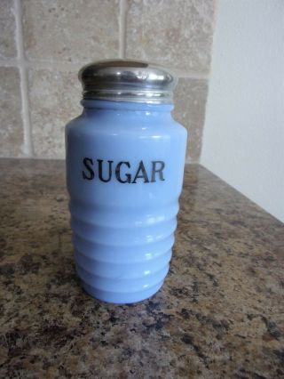 Vintage Jeannette Delphite Blue Sugar Shaker