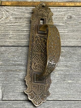Vintage Ornate Victorian Eastlake Unique Brass Door Handle Knob Pull
