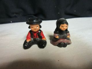 Vintage Miniature Cast Iron Amish Boy And Girl