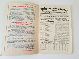 GREYHOUND RACING PROGRAM WONDERLAND REVERE MA 1938 3