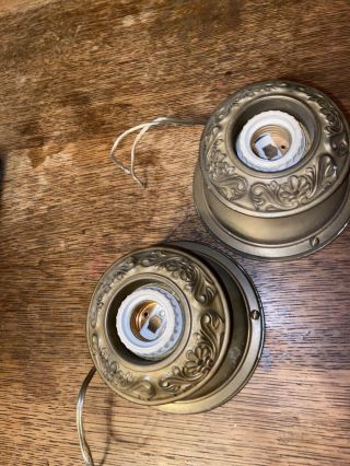 PAIR Vintage 1930s Deco Painted Flush Mount Ceiling Or Wall Light Fixtures 2