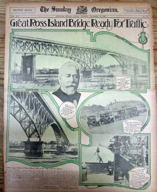 1926 Display Newspaper Ross Island Bridge Over Willamette River Portland Oregon