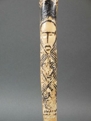 Papua Guinea Cassowary Bone Knife Dagger Vintage With Face Abelam Culture