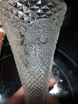 Vintage 1979? Avon Fosteria Heart & Diamond Clear Glass Candle Holder/vase