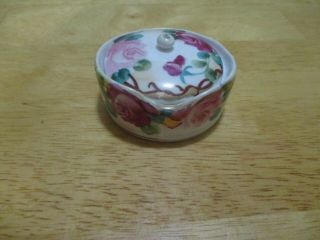 Trinket Box - White With Pink And Purple Flowers