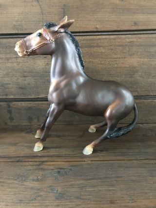 Vintage Breyer Balking Mule Matte Seal Brown Model Horse Made In Usa