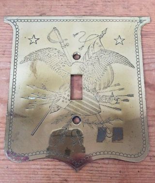 Vtg Antique Patriotic American Eagle Solid Brass Light Switch Wall Plate Cover