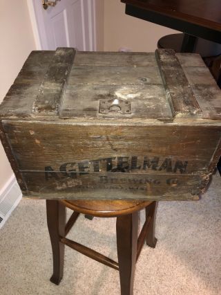 Gettelman - Wood Beer Crate - Vintage Gettelman Beer Box Old Rustic Box W Lid