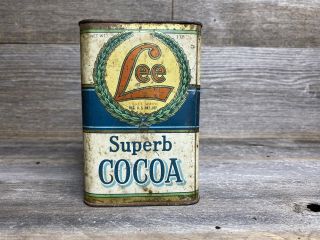 Vintage Lee Brand Cocoa Tin H.  D.  Lee Mercantile Company Rare