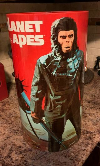 Vintage Planet Of The Apes Metal Trash Can - Cheinco -