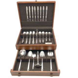 Vtg 1969 King Frederik 47 Piece Service For 8 Silverplate Boxed Set 1847 Rogers