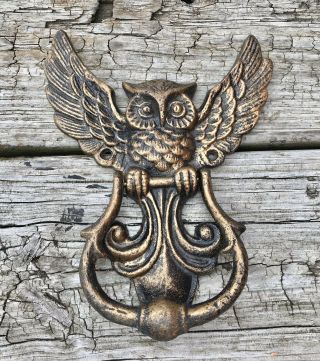 Cast Iron Bronze - Colored Spread - Winged Owl Door Knocker