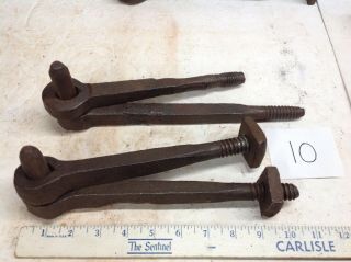 Pair Antique Hand Forged Iron Barn Door Hinges Primitive