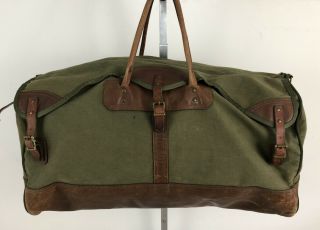Gokey Orvis Vintage Battenkill Green Canvas & Leather Large Duffle Bag