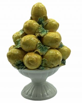 Detailed Vintage Italian Majolica Lemon Tree Topiary Centerpiece Ceramic 7.  25”