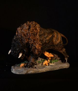 11 Inch Brown American Wild Bison Buffalo Statue Figurine Gift 22296