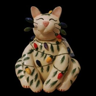 Whimsiclay Christmas Cat Figurine Sparkie Amy Lacombe 2002 Retired 87106 Cute