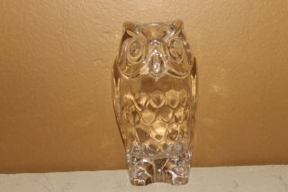 Vintage Clear Glass Owl Paperweight 3 1/2 " Fig
