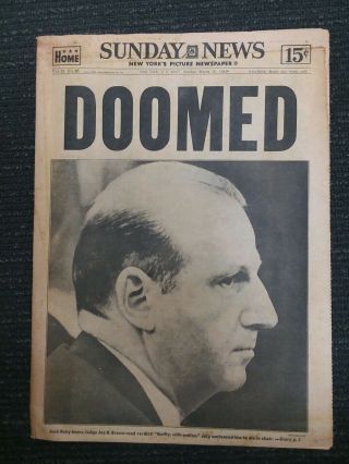 President Kennedy Assassination - Jack Ruby - 1964 York Daily News Newspaper