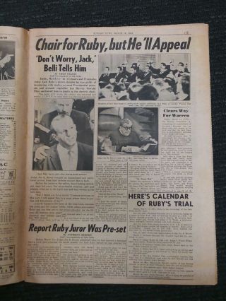 President Kennedy Assassination - Jack Ruby - 1964 York Daily News Newspaper 2