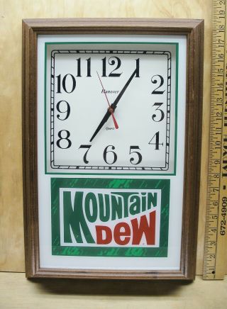 Vintage Mountain Dew Glass Wall Clock - Large Size - Keeps Perfect Time -