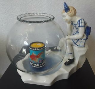 Vintage Antique Aquarium Or Fishbowl Ceramic Country City Girl Stand,  Bowl,  Food