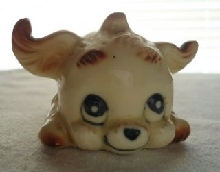 Vintage Porcelain Puppy Dog Figurine Tan & Brown