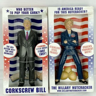 Hillary Nutcracker And Corkscrew Bill Clinton Set Novelty Action Figures Set