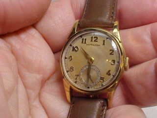 Vintage Mans Hamilton Wristwatch (endicott) Model 987a 17j 10kt Gf Case Run