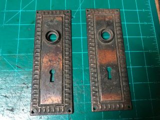 Vintage Antique Door Lock Plates With Key Hole Set Of 2 Victorian Old