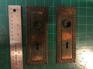 VINTAGE ANTIQUE DOOR LOCK PLATES WITH KEY hole SET OF 2 victorian old 2