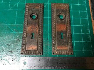 VINTAGE ANTIQUE DOOR LOCK PLATES WITH KEY hole SET OF 2 victorian old 3