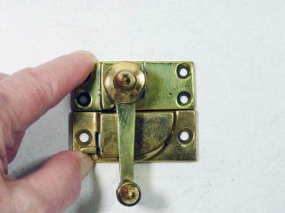 Single Antique Swing Arm Sash Window Lock,  Cast Brass,  Spring Loaded Keeper 3