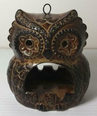 Armbee Owl Figurine Candle Holder Incense Ashtray Japan / San Francisco Hangable