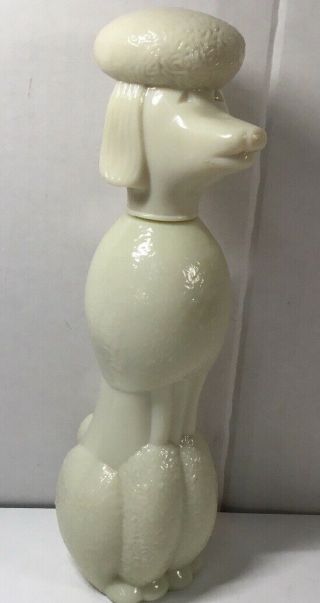 Vintage Avon Collectible White Poodle Perfume Decanter 8 " Empty Vg