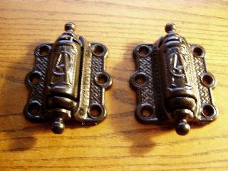 Antique Matched Pair Victorian Cast Iron Spring Loaded Door Hinge