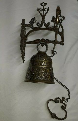 Antique Brass Wall Mount Catholic Church Bell Vocem Meam Audit Oui Me Tangit