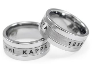 Phi Kappa Theta Fraternity Tungsten Ring W/ Brush Finish Center