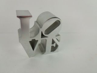 Vintage Robert Indiana Love Sculpture Paperweight Polished Aluminum