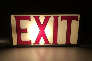 Vintage Lighted Exit Sign - Metal Casing With Glass Panel
