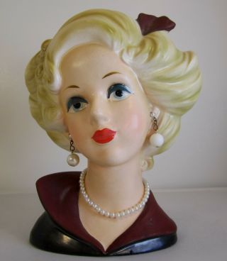 Vintage 7 " Tall Blonde Lady Headvase Head Vase