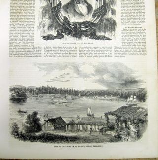 1852 Illustrated Newspaper With Very Early View Of The Town Of St Helen 